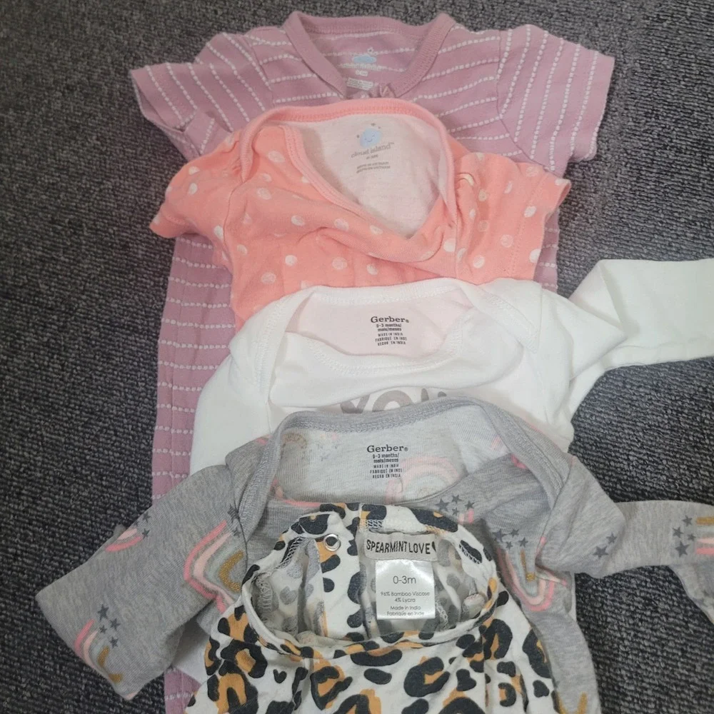 Various Brands Lot of 13 Size 0-3 Months One Pieces Lot Baby Girl Infant Bundle